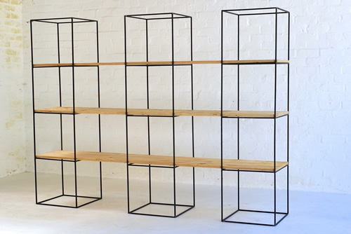 005 Metal frames with wooden shelving